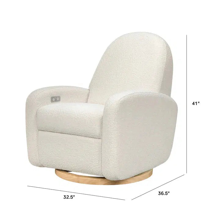 Babyletto - Nami Electronic Glider + Recliner - Luxe Ivory Boucle with Light Wood Base-Chairs-Store Pickup in 2-5 Weeks-Posh Baby
