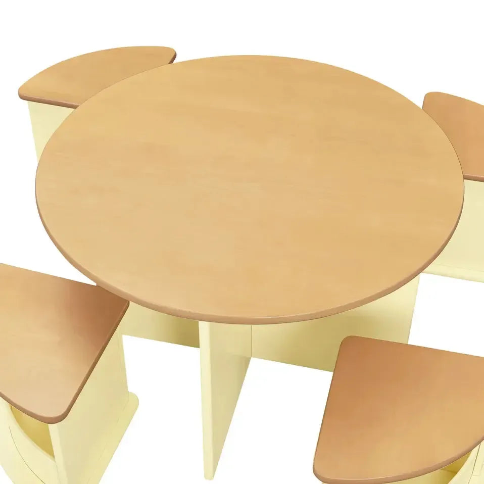 Babyletto - Nessa Nesting Play Table Set - Pale Yellow + Honey-Play Table + Chairs-Posh Baby