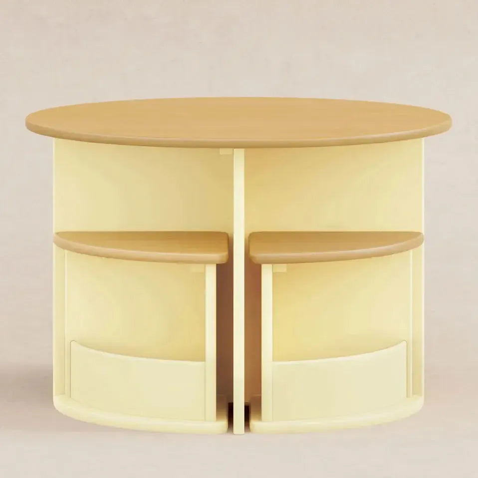 Babyletto - Nessa Nesting Play Table Set - Pale Yellow + Honey-Play Table + Chairs-Posh Baby
