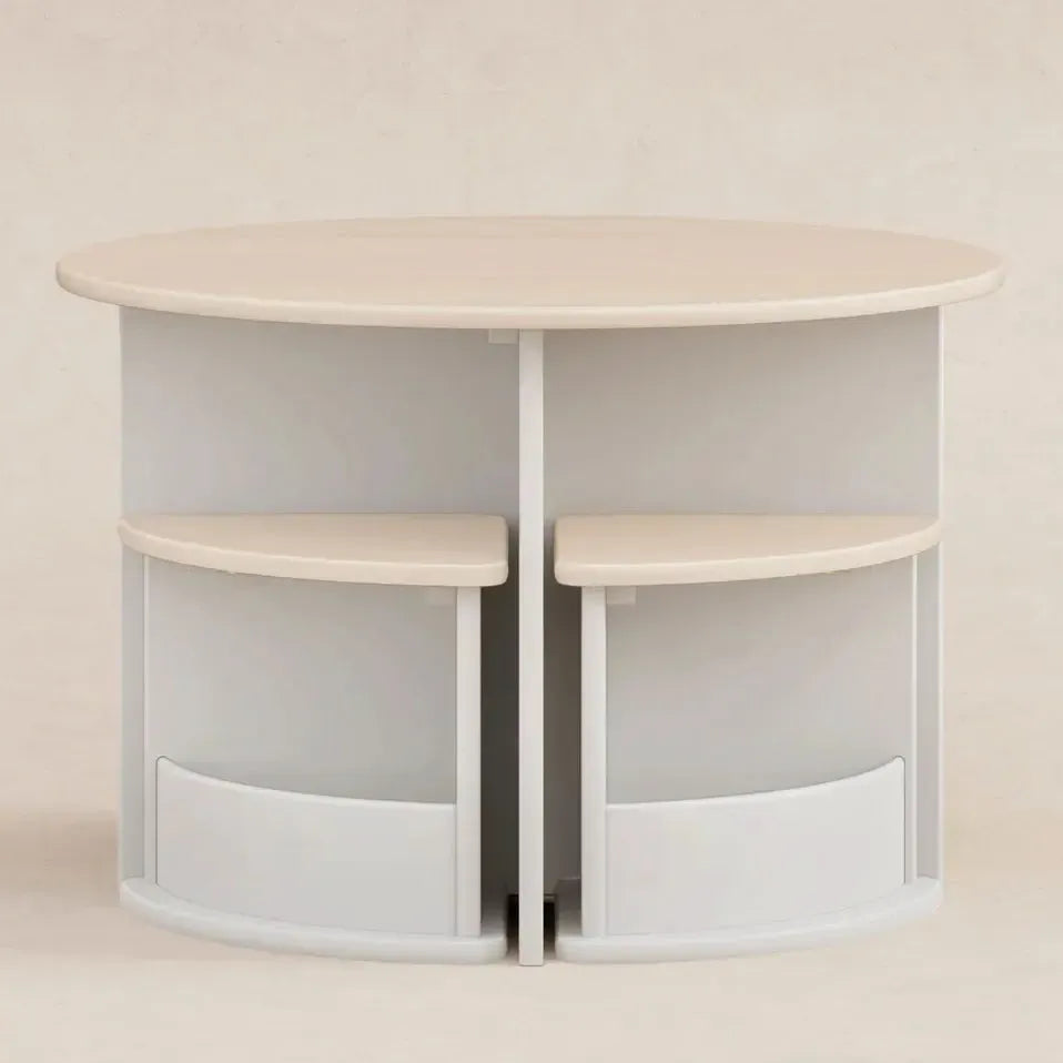 Babyletto - Nessa Nesting Play Table Set - White + Washed Natural-Play Table + Chairs-Posh Baby