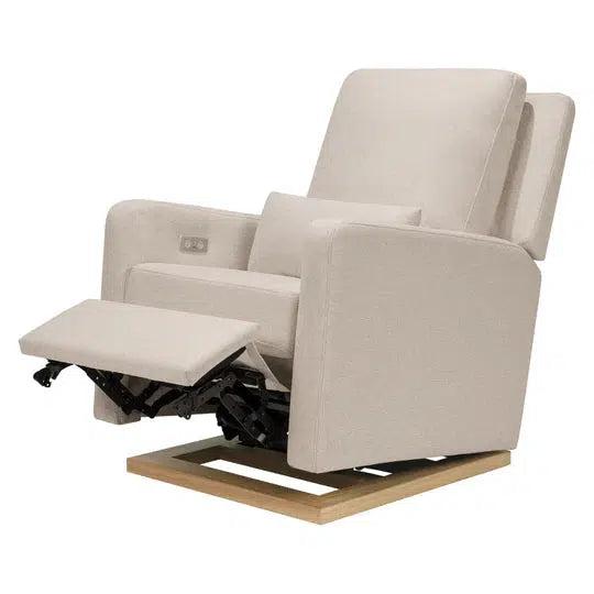 Babyletto - Sigi Electronic Glider + Recliner - Beach Eco-Weave Performance Fabric-Chairs-Store Pickup - TAKE IT HOME TODAY!-Posh Baby