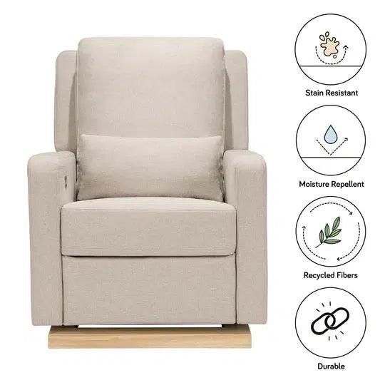Babyletto - Sigi Electronic Glider + Recliner - Beach Eco-Weave Performance Fabric-Chairs-Store Pickup - TAKE IT HOME TODAY!-Posh Baby