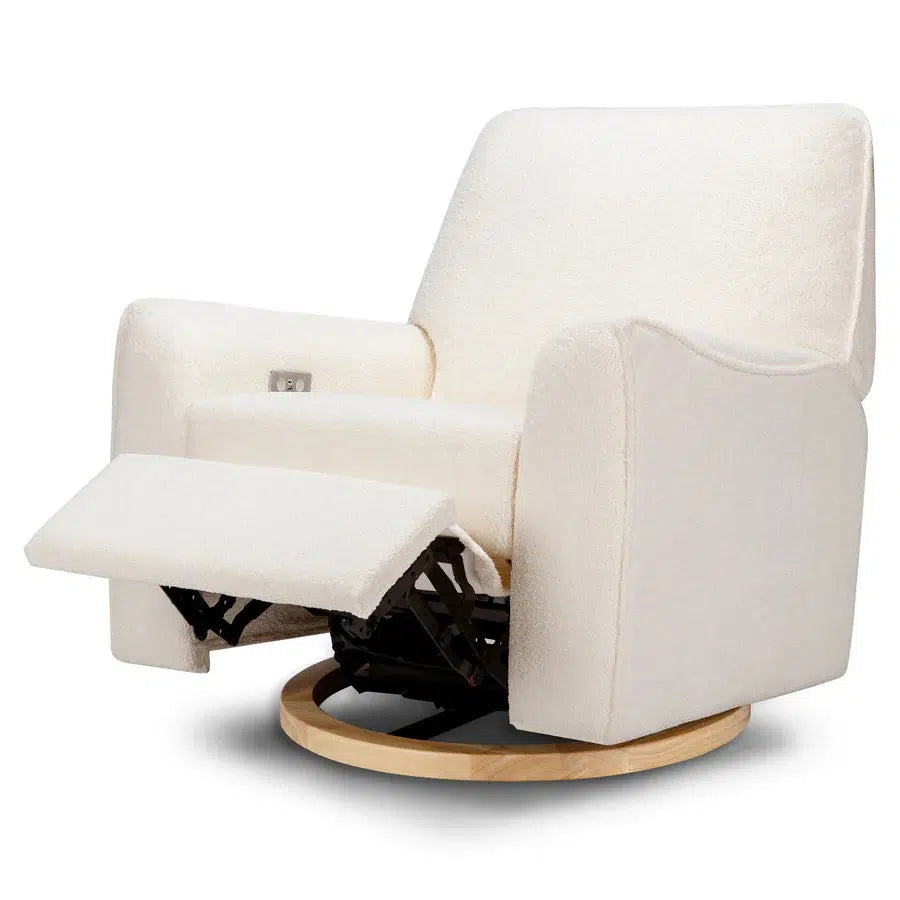 Babyletto - Sunday Electronic Glider + Recliner - Luxe Chantilly Fleece with Light Wood Base-Chairs-Store Pickup in 2-5 Weeks-Posh Baby
