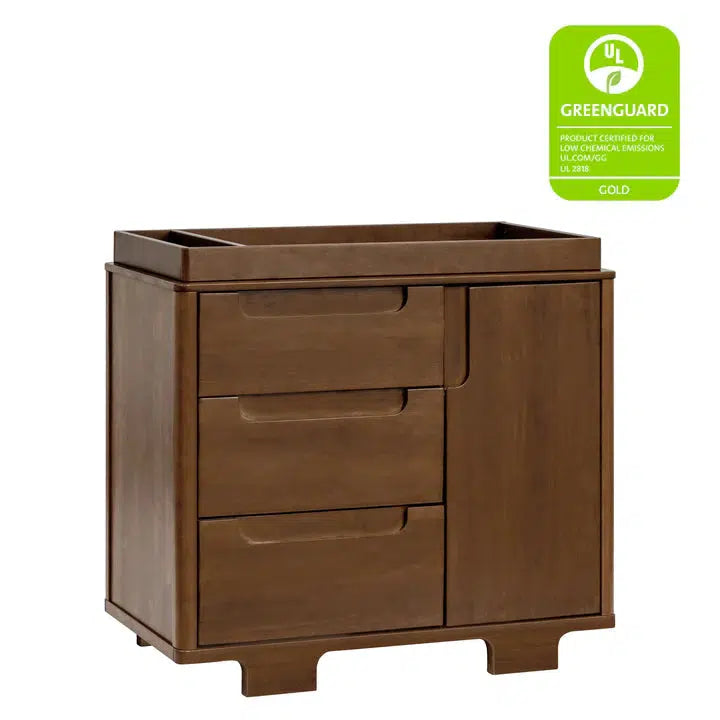 Babyletto - Yuzu 3-Drawer Changer Dresser - Natural Walnut-Dressers + Changing Tables-Store Pickup in 2-5 Weeks-Posh Baby