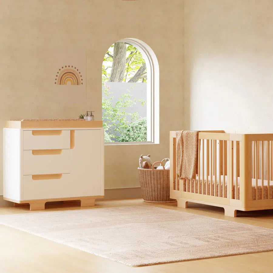 Babyletto - Yuzu 3-Drawer Changer Dresser - White + Natural-Dressers + Changing Tables-Store Pickup in 2-5 Weeks / Post Restock Date - Late August-Posh Baby