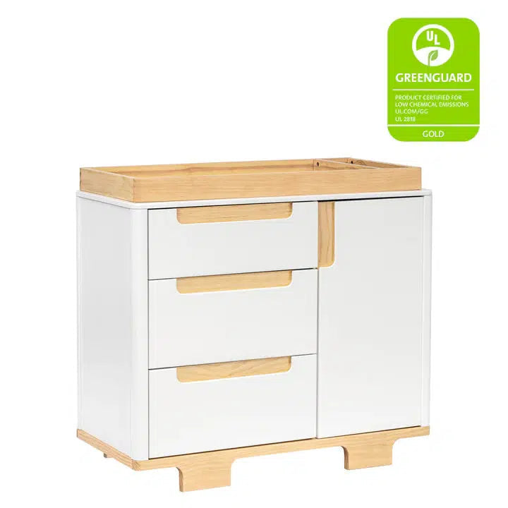 Babyletto - Yuzu 3-Drawer Changer Dresser - White + Natural-Dressers + Changing Tables-Store Pickup in 2-5 Weeks / Post Restock Date - Late May-Posh Baby