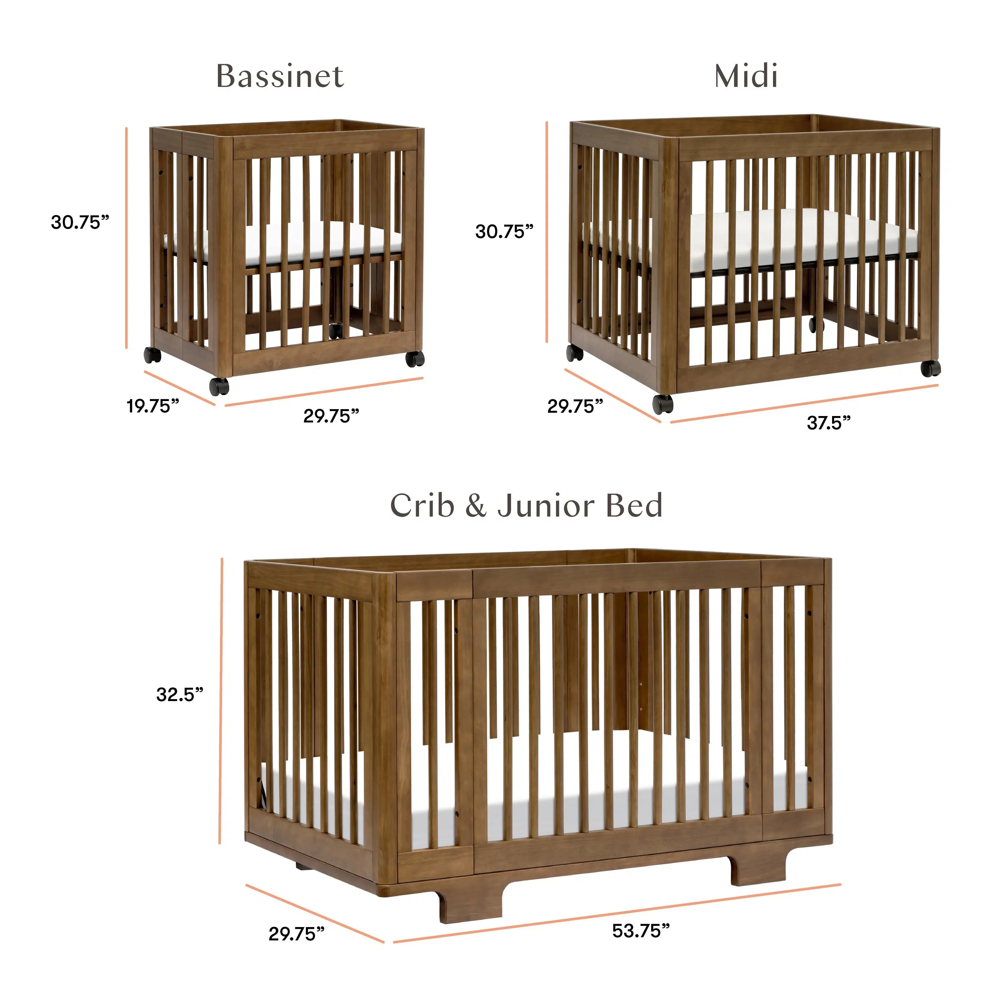 Convertible Crib Junior Baby Bed Babyletto Yuzu 8-in-1 Convertible
