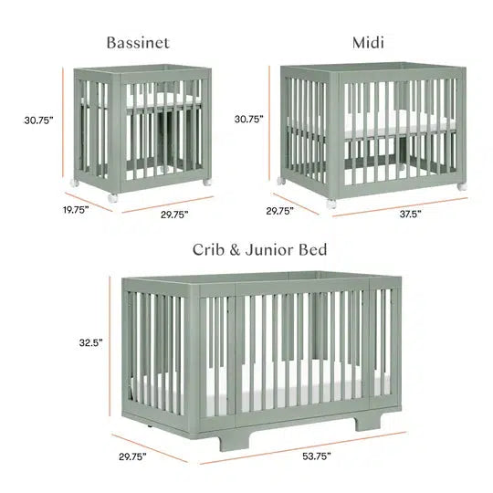 Babyletto - Yuzu Convertible Crib - Light Sage-Cribs-Store Pickup in 2-5 Weeks-Posh Baby
