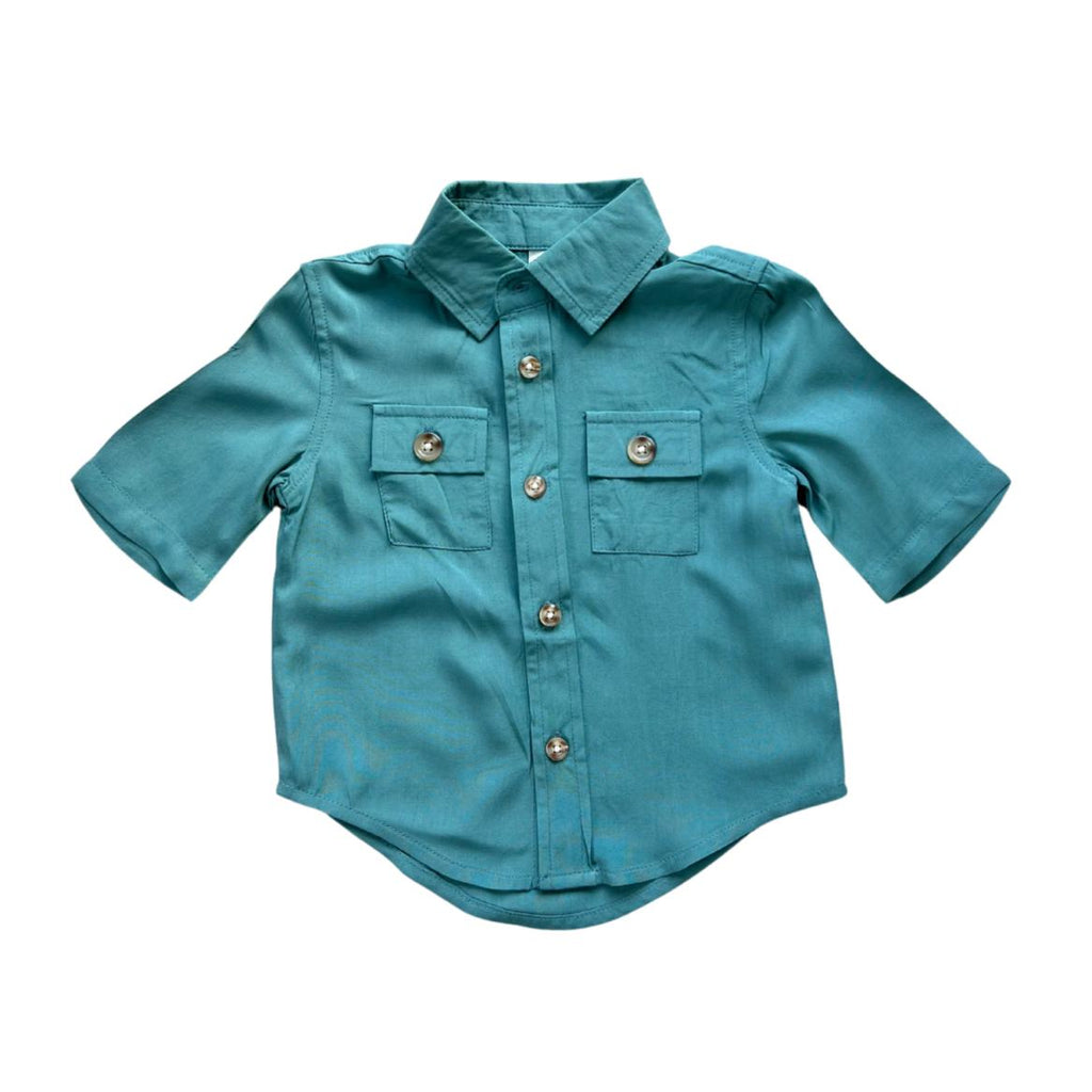 Babysprouts - Collared Utility Shirt - Sea Pine-Short Sleeves-6-12M-Posh Baby