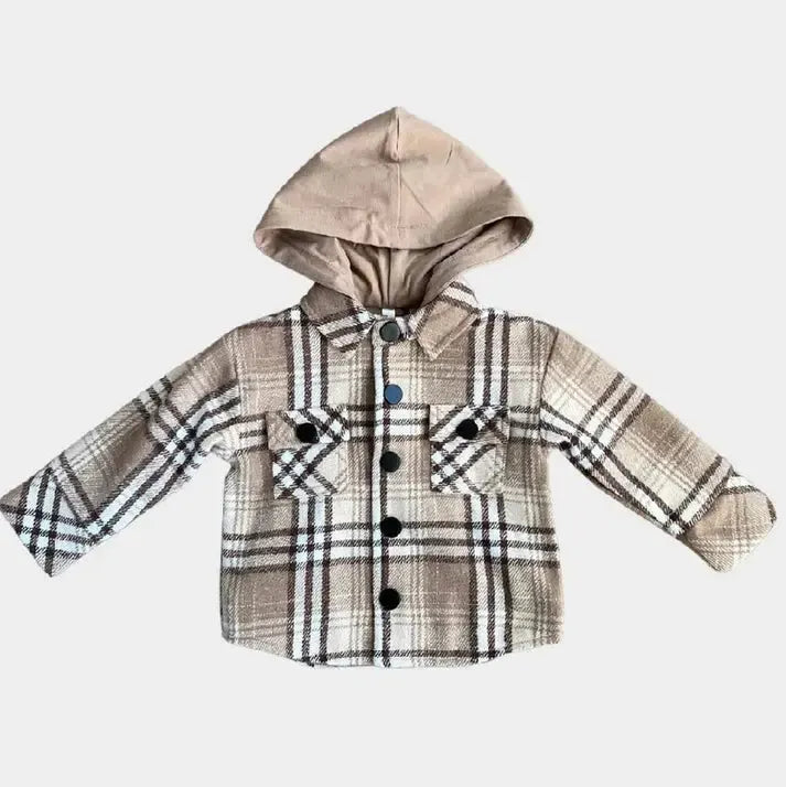 Babysprouts - Hooded Shacket - Desert Plaid-Sweaters + Cardigans + Jackets-12-18M-Posh Baby