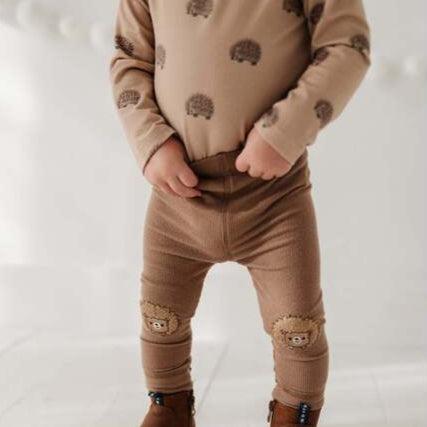 Babysprouts - Patched Ribbed Legging- Hedgehog-Bottoms-3-6M-Posh Baby
