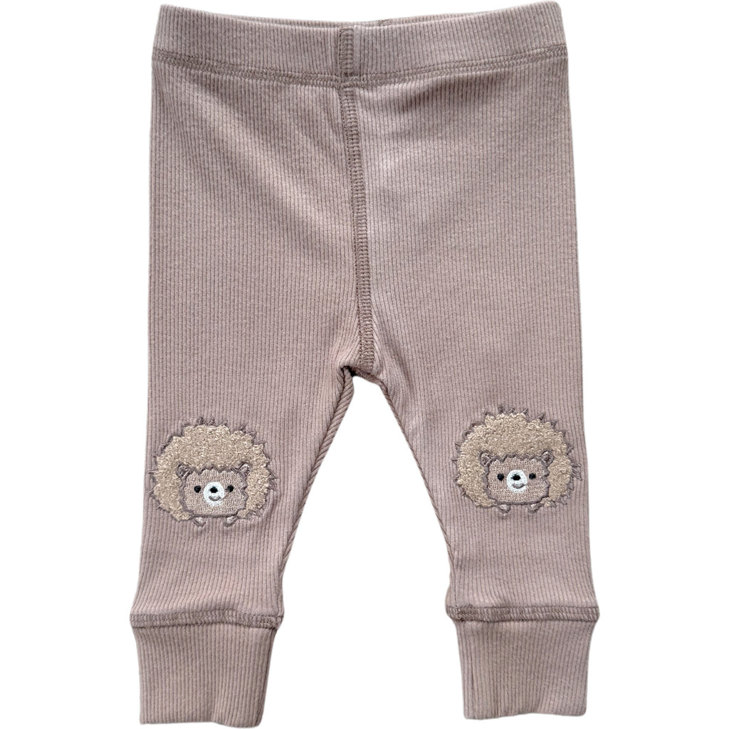 Babysprouts - Patched Ribbed Legging- Hedgehog-Bottoms-3-6M-Posh Baby
