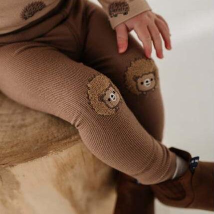 Babysprouts - Patched Ribbed Legging- Hedgehog-Bottoms-3-6M-Posh Baby
