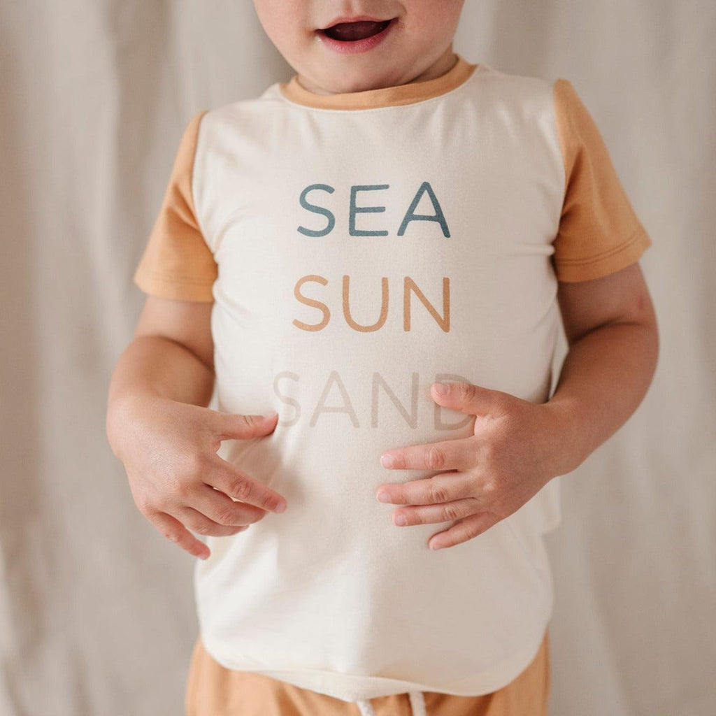 Babysprouts - Short Sleeve Colorblock Tee - Sea Sun Sand-Short Sleeves-3-6M-Posh Baby
