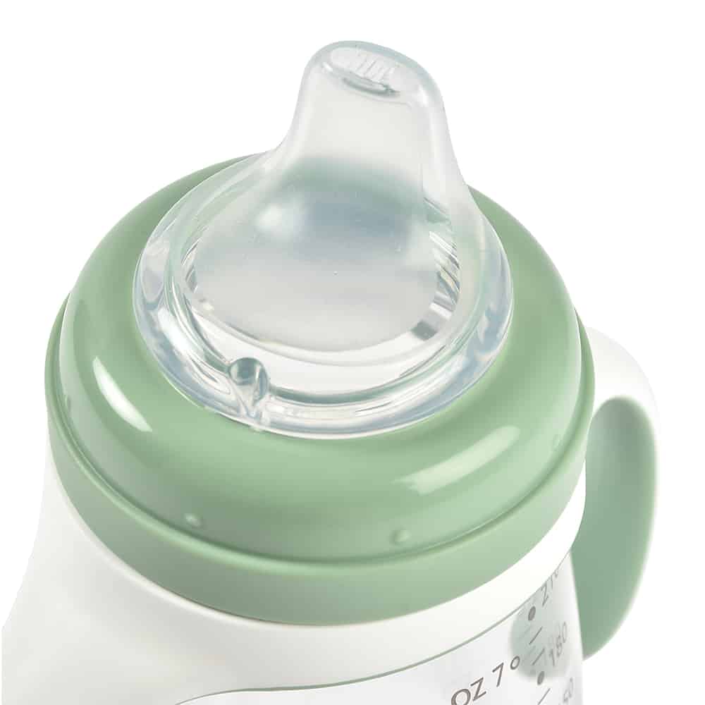 Beaba - 2-in-1 Bottle To Sippy Training Cup - Sage-Plates + Bowls + Cups + Utensils-Posh Baby