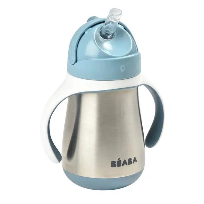 Beaba - Stainless Steel Straw Sippy Cup-Plates + Bowls + Cups + Utensils-Rain-Posh Baby