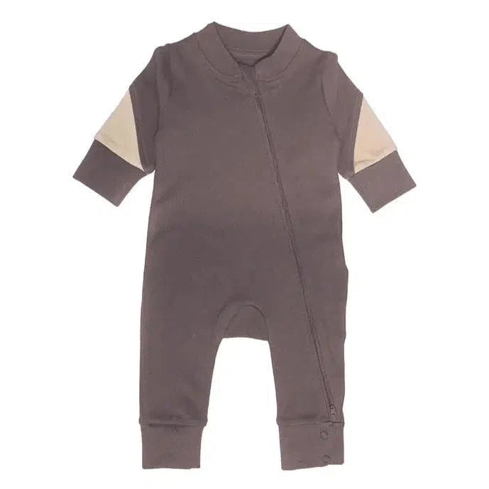 Bebenca Organics - Organic Zipper Romper - Dark Brown-Footies + Rompers (Fashion)-0-3M-Posh Baby