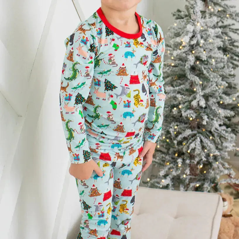 Bestaroo - Bamboo Pajama Set - Crackling Christmas-Pajama Sets-2T-Posh Baby