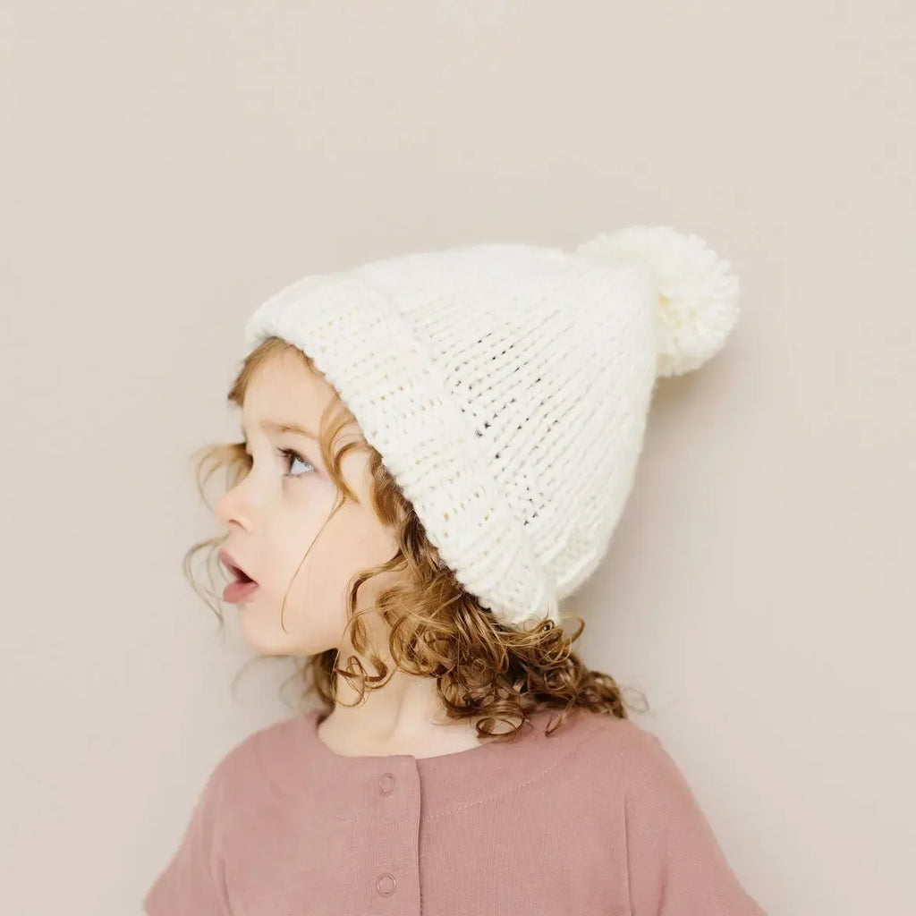 Blueberry Hill - Hand Knit Beanie - Cream-Hats-3-6M (XS)-Posh Baby