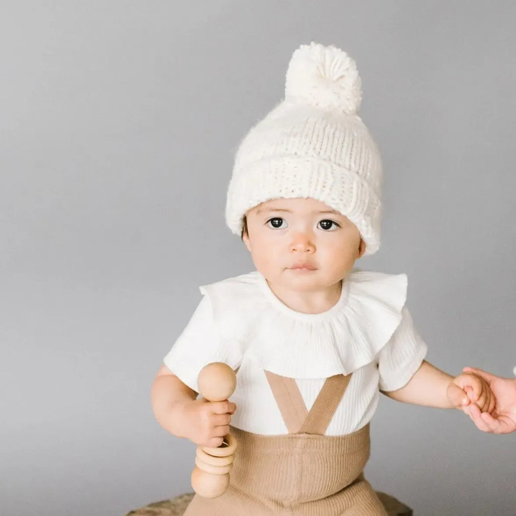 Blueberry Hill - Hand Knit Beanie - Cream-Hats-3-6M (XS)-Posh Baby