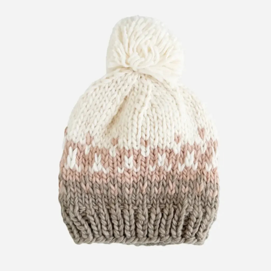 Blueberry Hill - Hand Knit Beanie - Stripe Flax-Hats-3-6M (XS)-Posh Baby