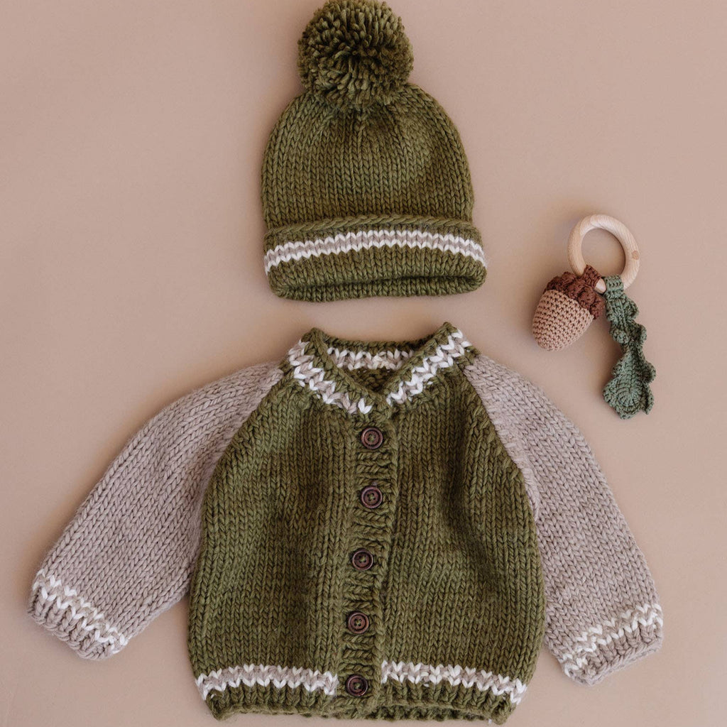 Blueberry Hill - Hand Knit Beanie - Varsity Moss-Hats-3-6M (XS)-Posh Baby