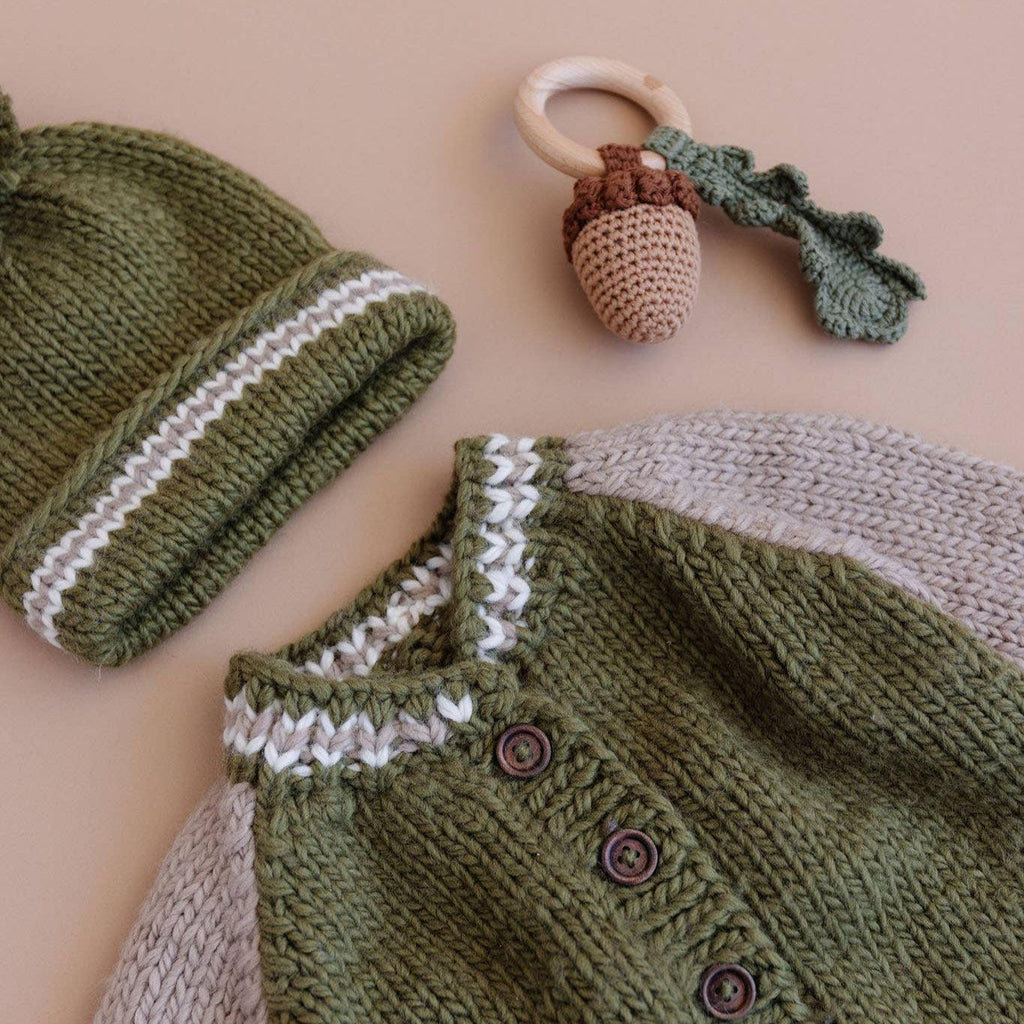 Blueberry Hill - Hand Knit Beanie - Varsity Moss-Hats-3-6M (XS)-Posh Baby