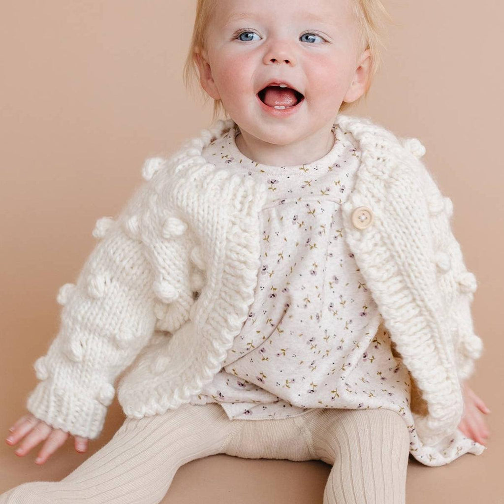 Blueberry Hill - Sweater Cardigan - Popcorn Cream-Sweaters + Cardigans + Jackets-0-6M-Posh Baby