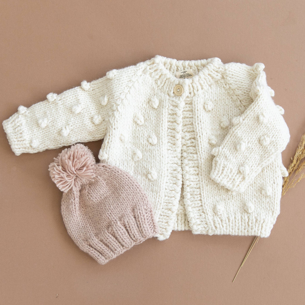 Blueberry Hill - Sweater Cardigan - Popcorn Cream-Sweaters + Cardigans + Jackets-0-6M-Posh Baby