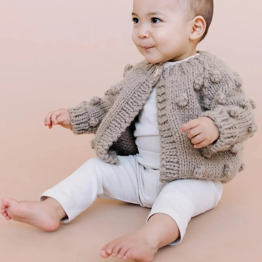 Blueberry Hill - Sweater Cardigan - Popcorn Flax-Sweaters + Cardigans + Jackets-0-6M-Posh Baby