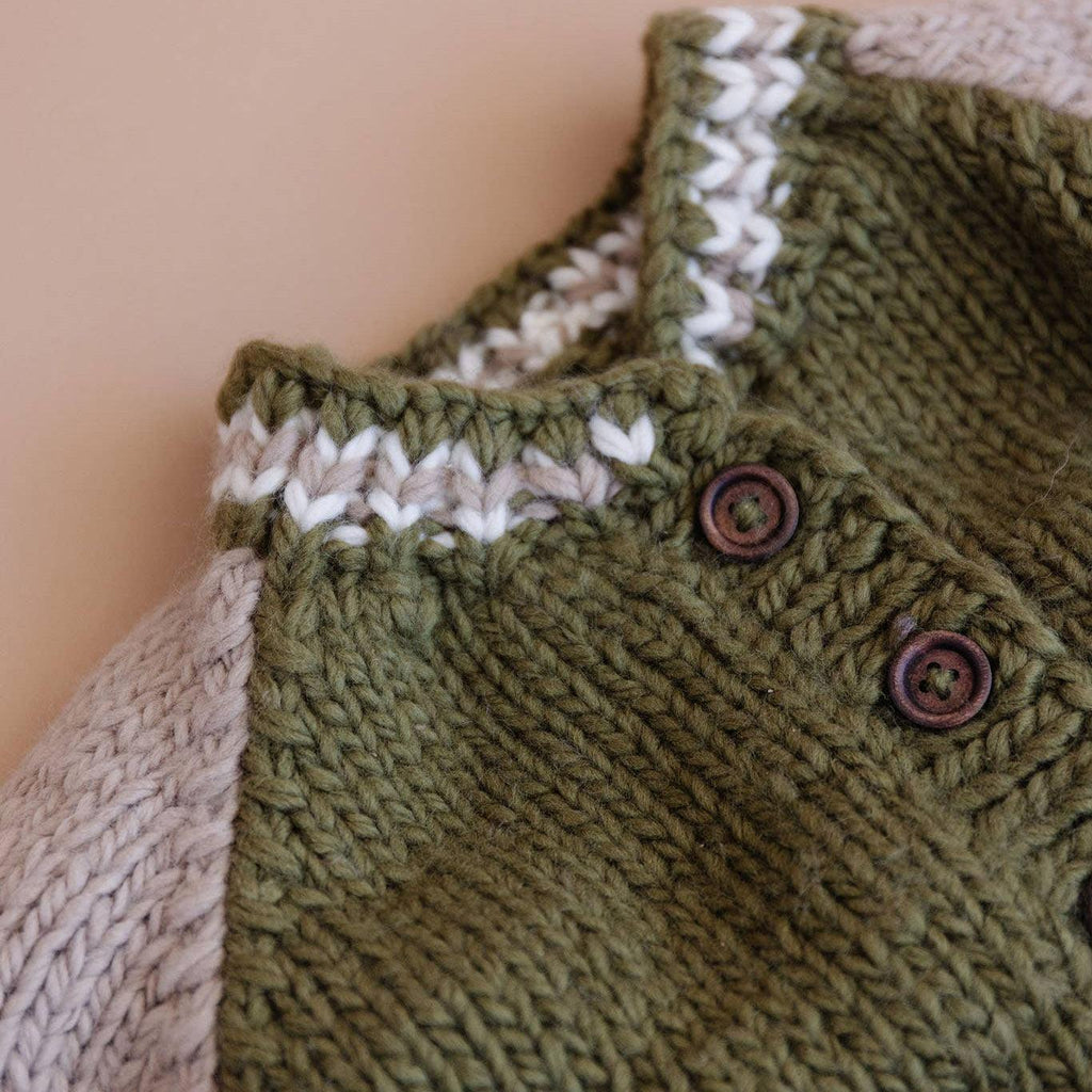 Blueberry Hill - Sweater Cardigan - Varsity Color Block-Sweaters + Cardigans + Jackets-0-6M-Moss-Posh Baby