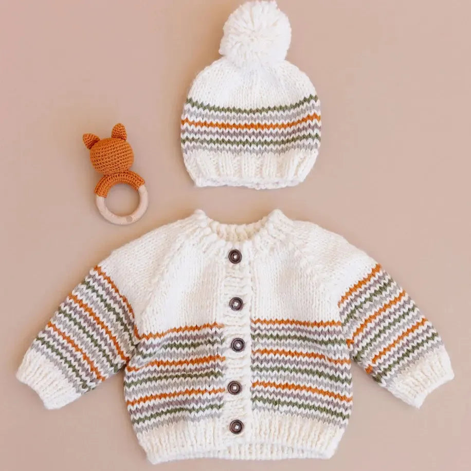 Blueberry Hill - Sweater Cardigan - Woodland Stripe-Sweaters + Cardigans + Jackets-6-12M-Posh Baby
