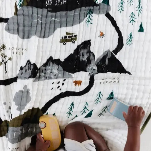 Clementine Kids - Cotton Muslin Quilt - National Parks-Quilts + Snuggle Blankets-Posh Baby