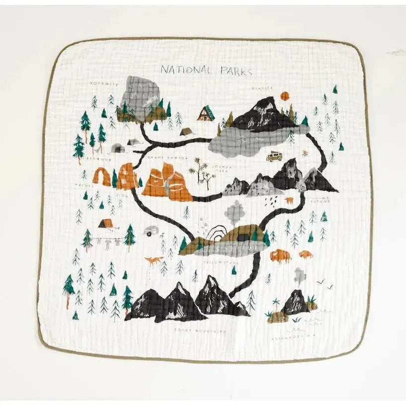 Clementine Kids - Cotton Muslin Quilt - National Parks-Quilts + Snuggle Blankets-Posh Baby