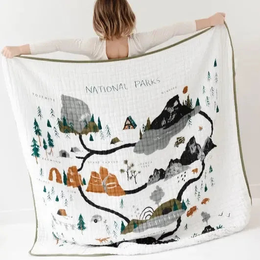 Clementine Kids - Cotton Muslin Quilt - National Parks-Quilts + Snuggle Blankets-Posh Baby