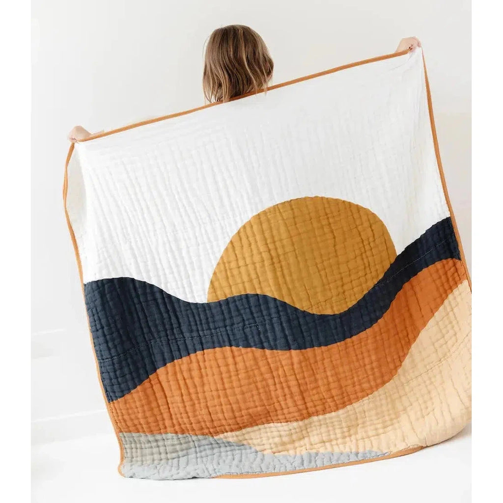 Clementine Kids - Cotton Muslin Quilt - Sunset-Quilts + Snuggle Blankets-Posh Baby