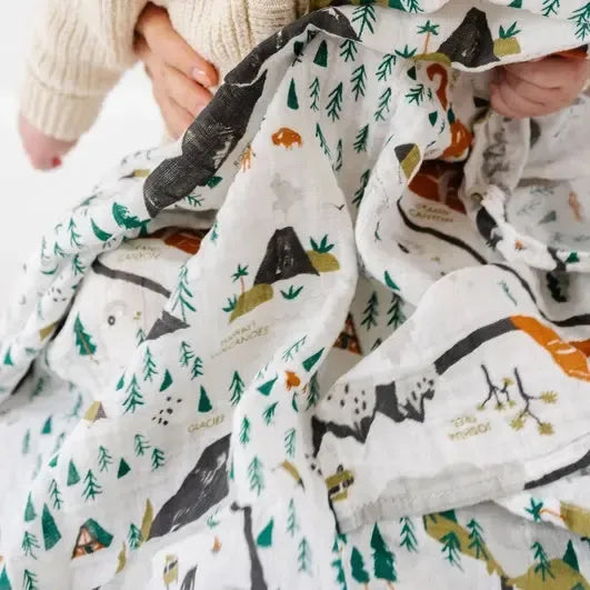 Clementine Kids - Cotton Muslin Swaddle - National Parks-Swaddle Blankets-Posh Baby