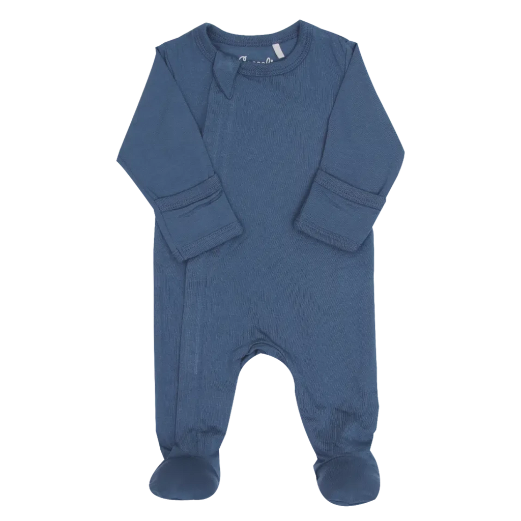 Coccoli - Modal 2-Way Zipper Footie - Majolica Blue-Footies + Rompers (Basic)-Newborn-Posh Baby