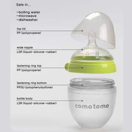 ComoTomo - Silicone Bottles - 5oz (2 Pack) - Green-Bottles + Nipples-Posh Baby