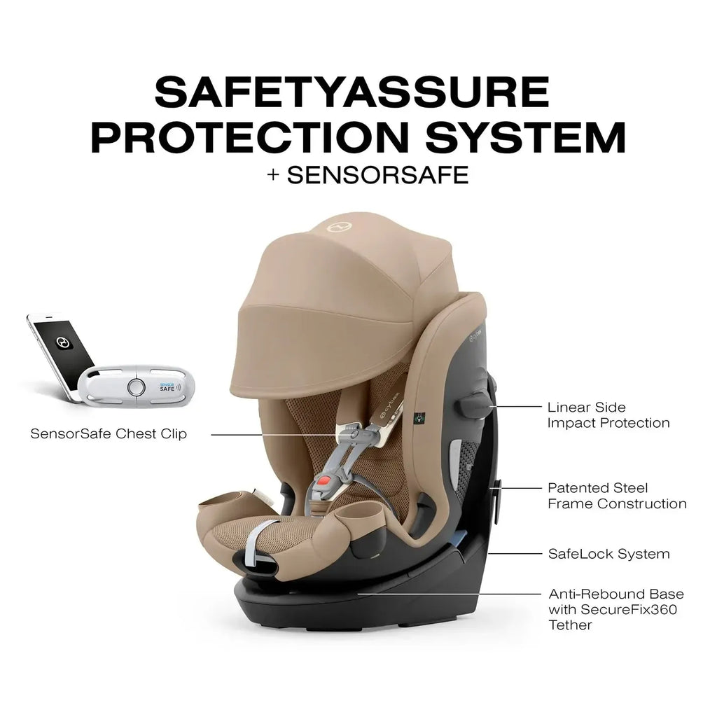 Cybex - Callisto G 360 All-in-One Rotating Car Seat - Sensor Safe - Almond Beige-Convertible Car Seats-Posh Baby