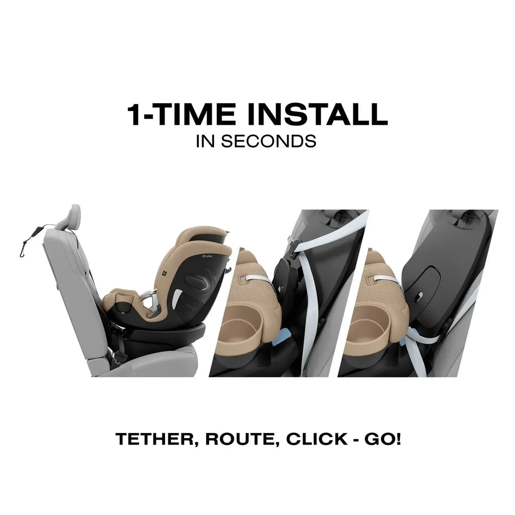 Cybex - Callisto G 360 All-in-One Rotating Car Seat - Sensor Safe - Almond Beige-Convertible Car Seats-Posh Baby