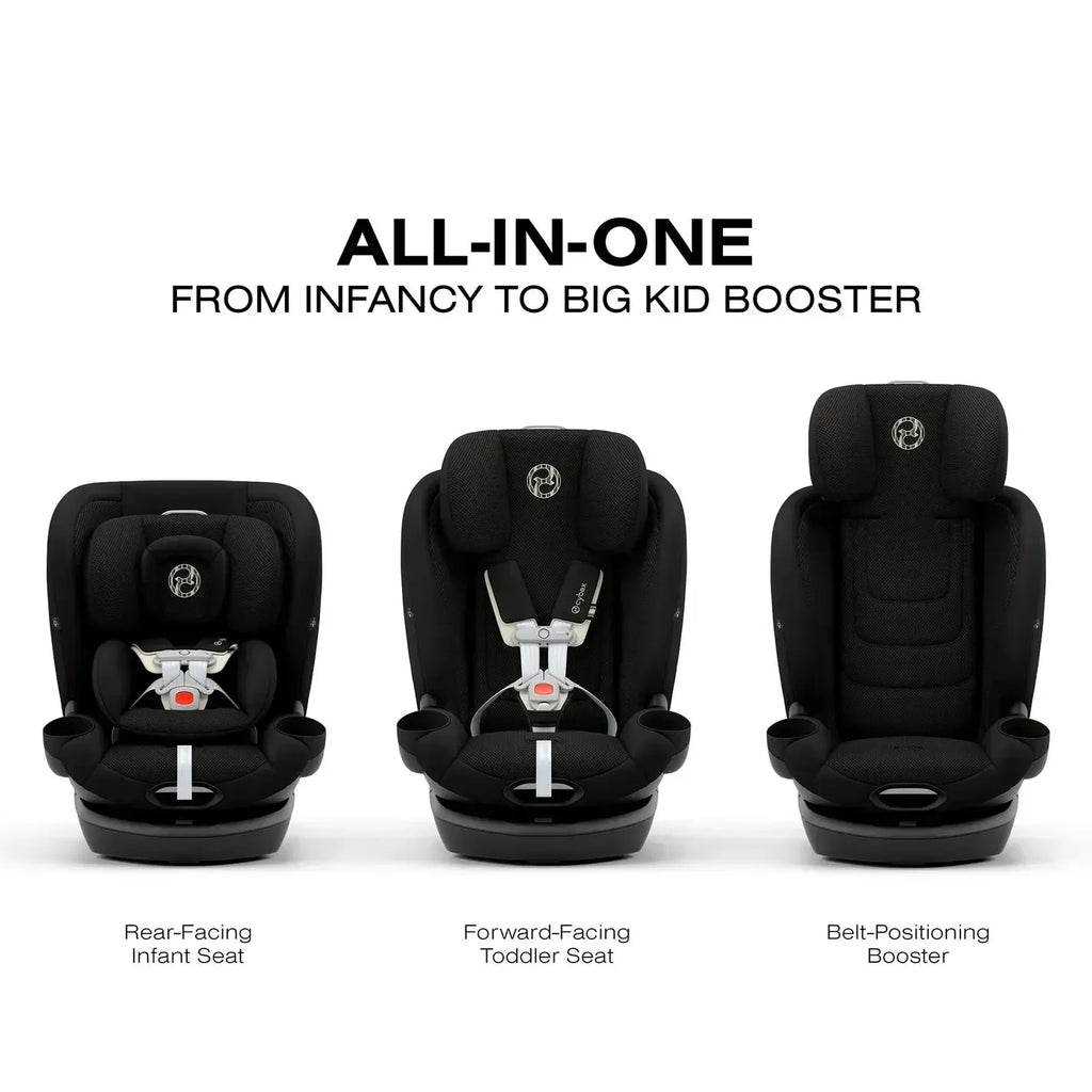 Cybex - Callisto G 360 All-in-One Rotating Car Seat - Sensor Safe - Moon Black-Convertible Car Seats-Posh Baby