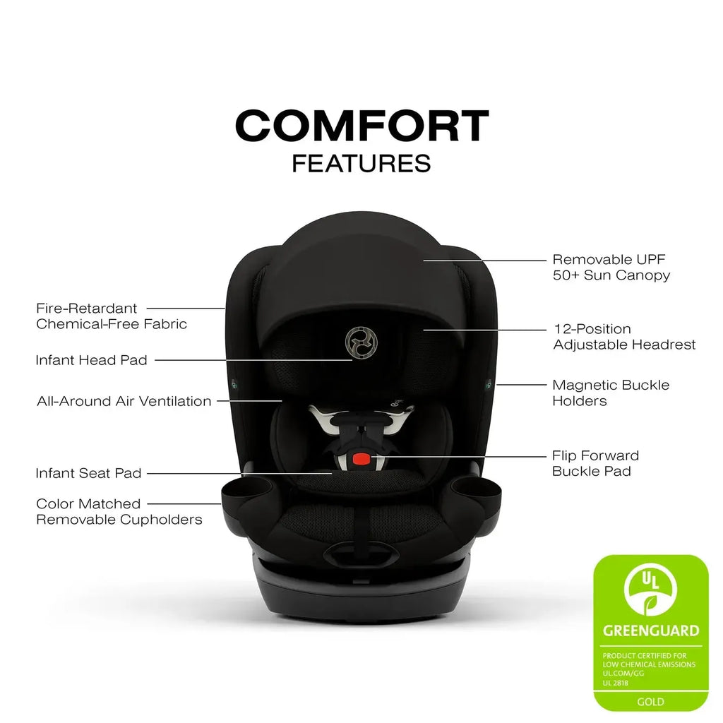 Cybex - Callisto G 360 All-in-One Rotating Car Seat - Sensor Safe - Moon Black-Convertible Car Seats-Posh Baby