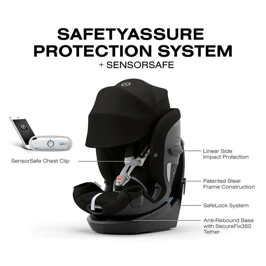 Cybex - Callisto G 360 All-in-One Rotating Car Seat - Sensor Safe - Moon Black-Convertible Car Seats-Posh Baby