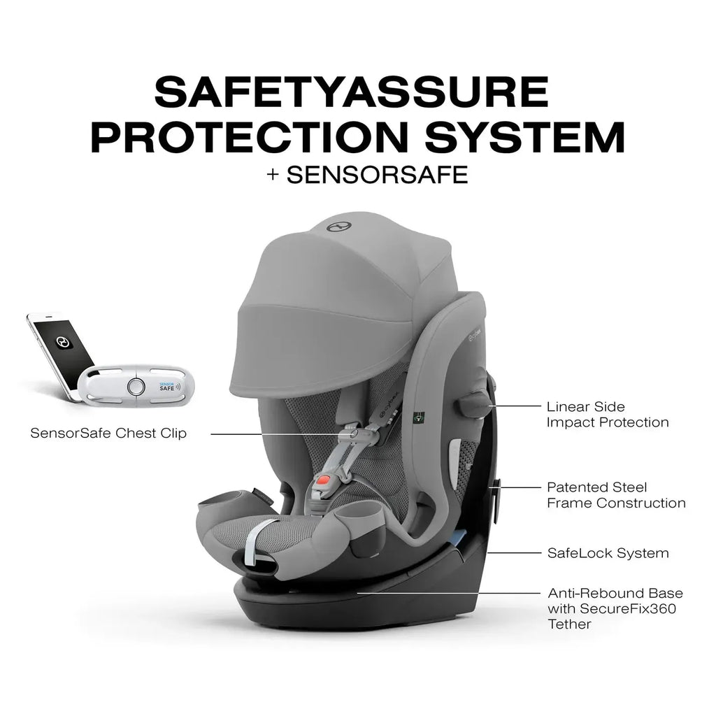 Cybex - Callisto G 360 All-in-One Rotating Car Seat - Sensor Safe - Stone Grey-Convertible Car Seats-Posh Baby