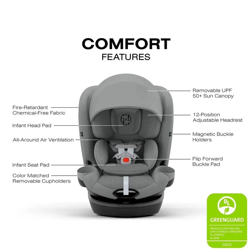 Cybex - Callisto G 360 All-in-One Rotating Car Seat - Sensor Safe - Stone Grey-Convertible Car Seats-Posh Baby