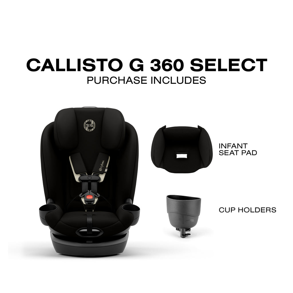 Cybex - Callisto G 360 Select All-in-One Rotating Car Seat - Black-Convertible Car Seats-Posh Baby