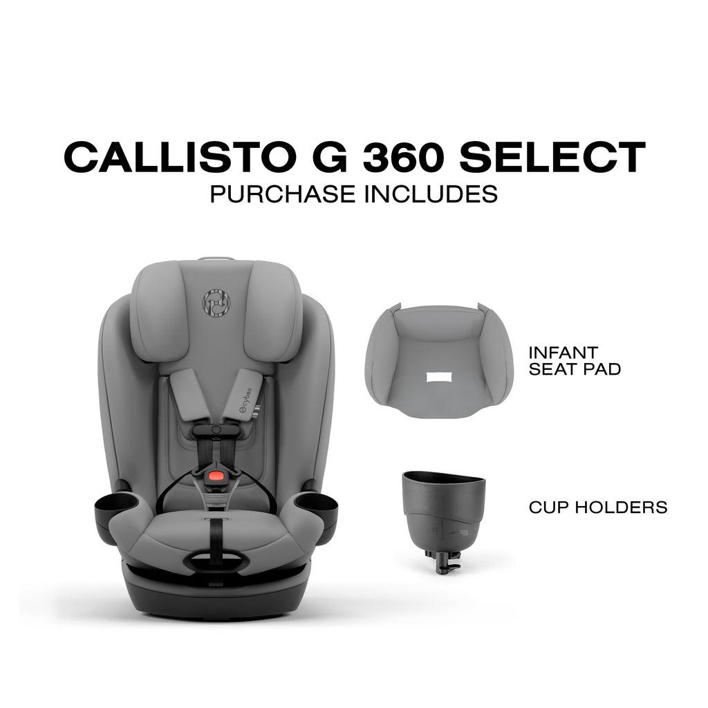 Cybex - Callisto G 360 Select All-in-One Rotating Car Seat - Grey-Convertible Car Seats-Posh Baby