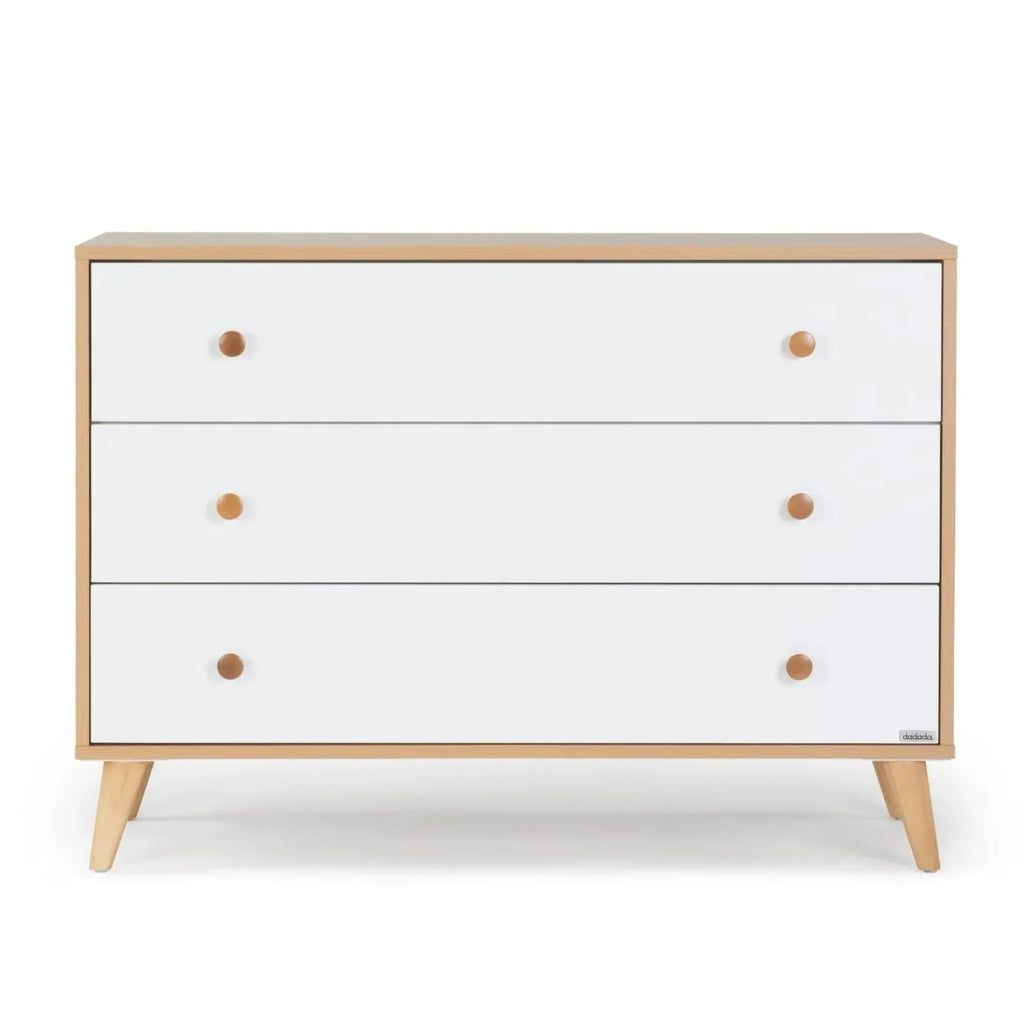Dadada - Austin Three Drawer Dresser-Dressers + Changing Tables-White + Red Oak-Posh Baby