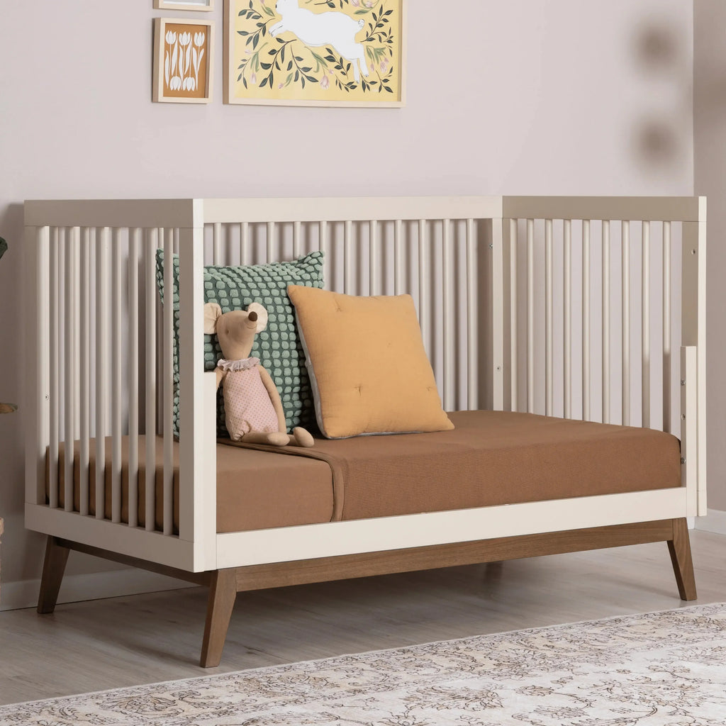 Dadada - Soho 3-in-1 Convertible Crib - Almond Milk + Walnut-Cribs-Posh Baby